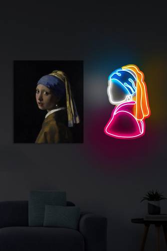 Lampa Neon Girl With A Pearl Earring Pinky - Multicolor - 25X2X47 Cm
